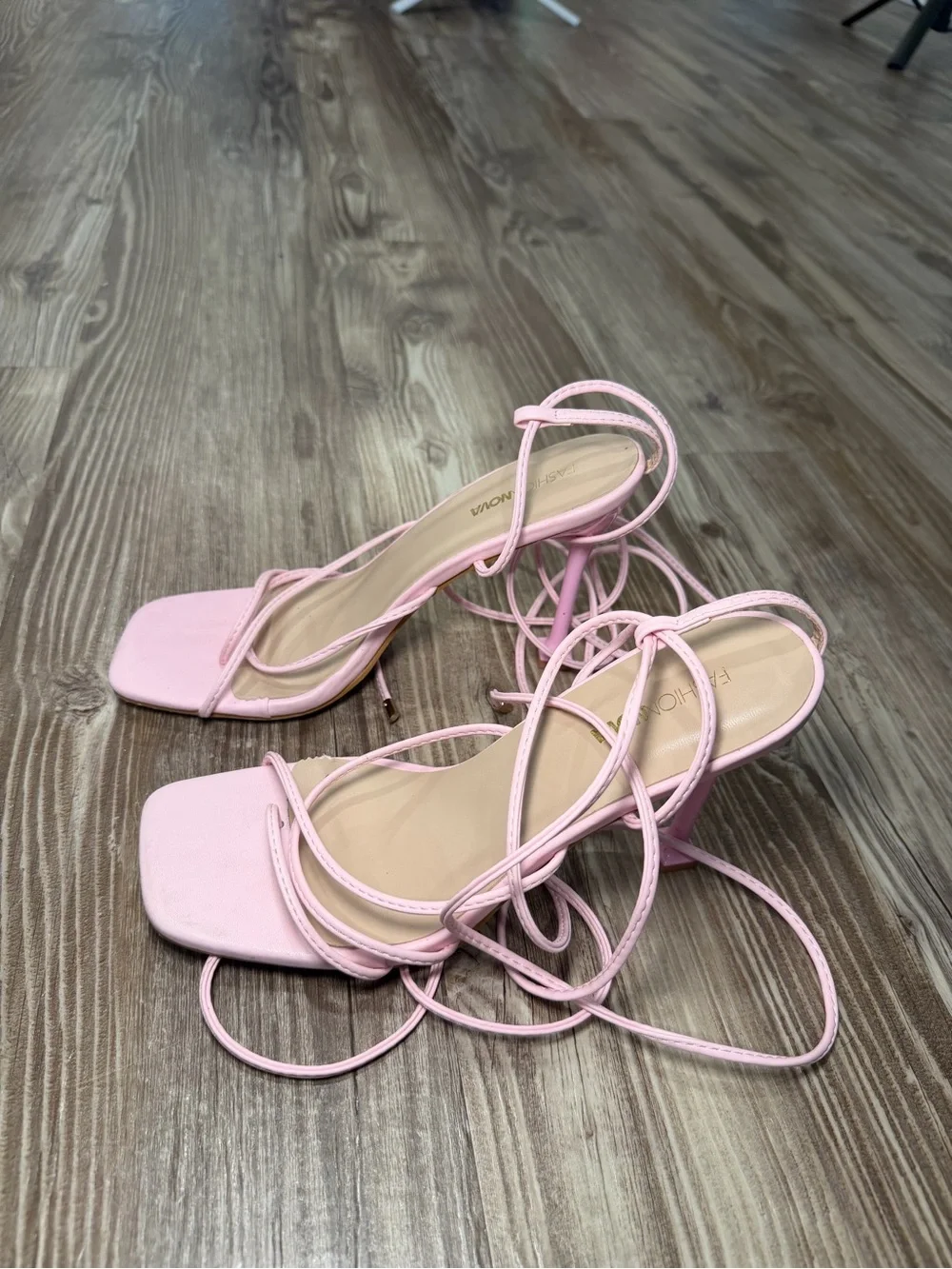 Fashion Nova Pink Strappy Lace-Up High Heel